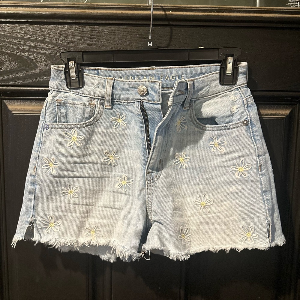 American Eagle Outfitters Blue Distressed Jean Shorts